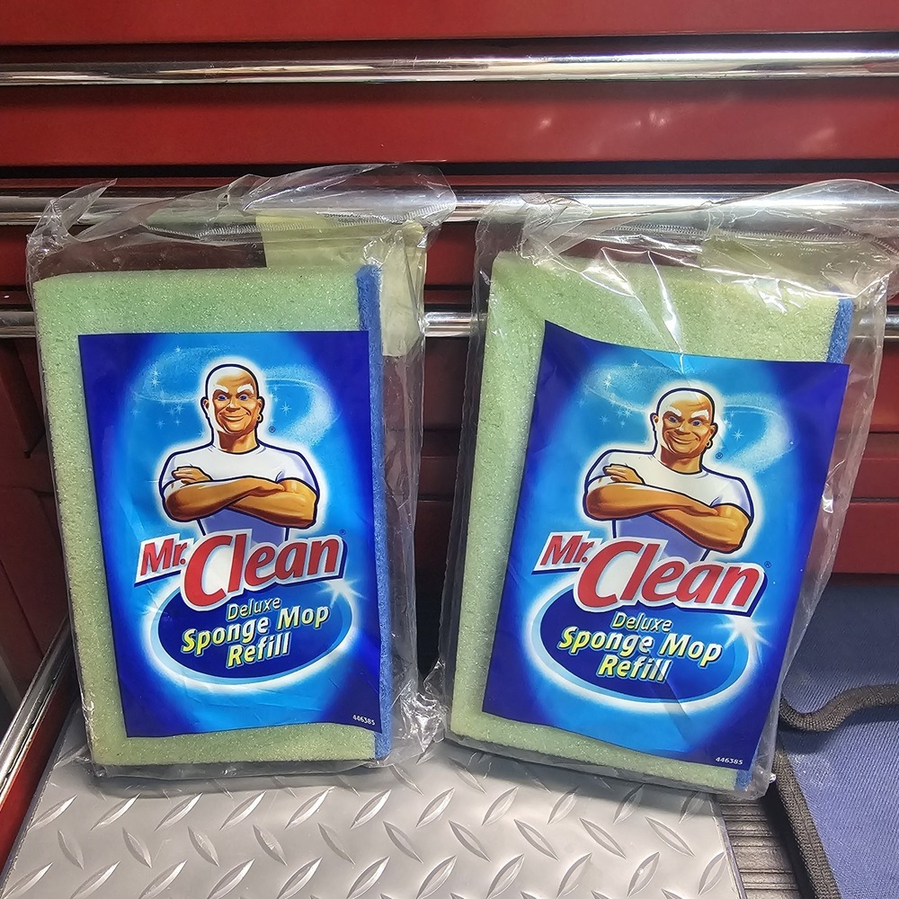 Lot of 2 Mr. Clean Heavy Duty Deluxe Sponge Mop Refill w/‎ Scrubber New Sealed